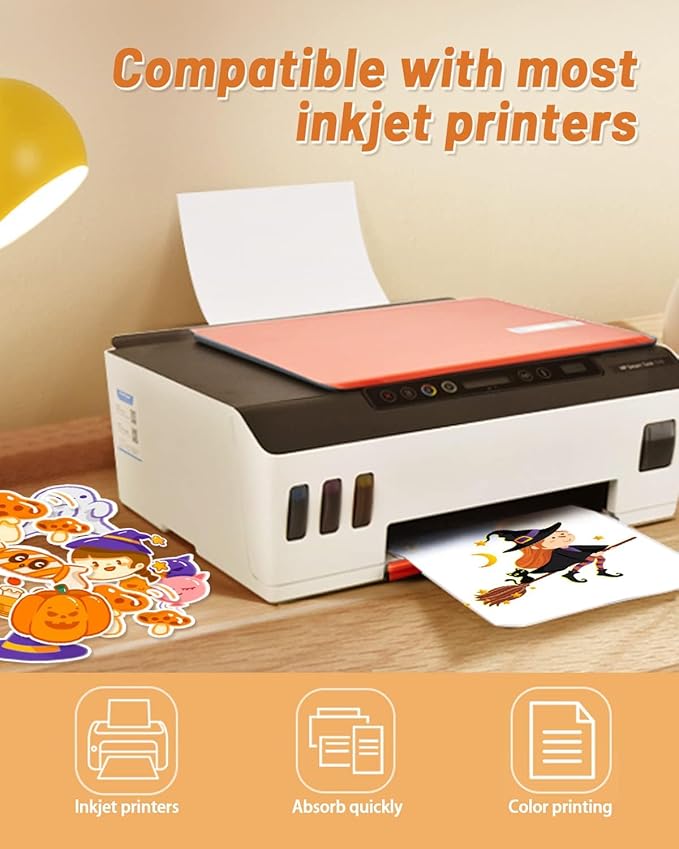 QYH Premium Matte Printable Vinyl Sticker Paper 120 Sheets 8.5"x11" White - Waterproof, Residue-Free, Compatible with Inkjet/Laser & Cricut/Silhouette - Ideal for Small Business, DIY & Classroom Label