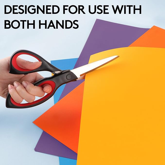 8.5 Inch Heavy Duty All Purpose Scissors, Professional Ultra Sharp Stainless Steel Blades for Fabric, Paper, Crafts - Comfort Soft Grip Handles for Office, Home, Packages and Light Gardening