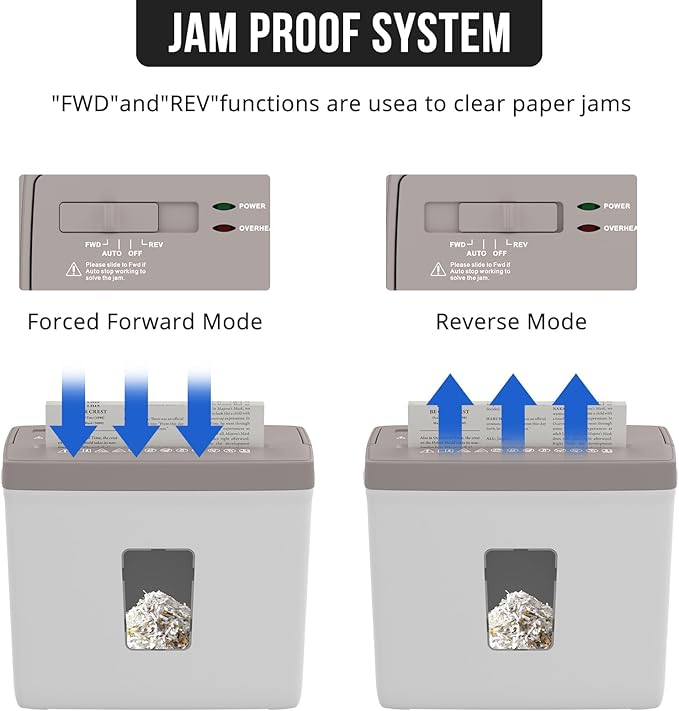 5-Sheet Cross Cut Paper Shredder for Home Office, P-4 High Security Level Document Shredder with 2.38 Gallon Bin, Jam Proof Design & Thermal Protection for Professional Use, Brown + White
