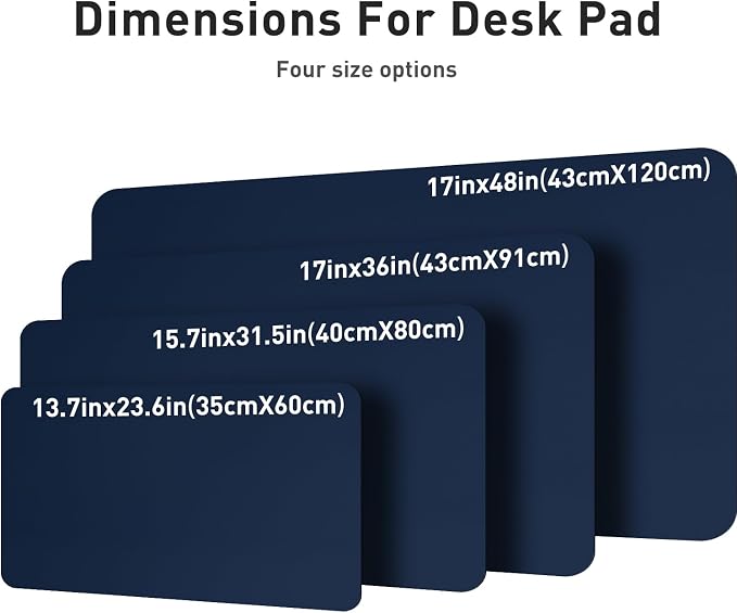 Aothia Leather Desk Pad Protector, Mouse Pad, Office Desk Mat, Non-Slip PU Leather Desk Blotter, Laptop Desk Pad, Waterproof Desk Writing Pad for Office and Home(Dark Blue,31.5" x 15.7") (Pack of 2)