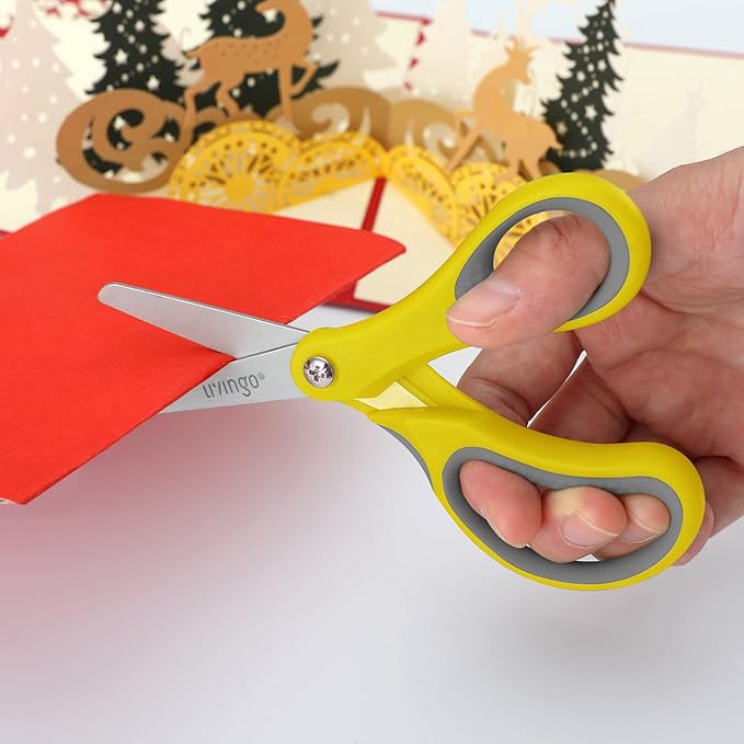 LIVINGO 24 Pack 5” Kids Scissors, Blunt Safety Blade, Left/Right Handle, Bulk School Supplies Preschool Shears for Teachers Student Toddler Children Classroom Crafting Cutting Paper