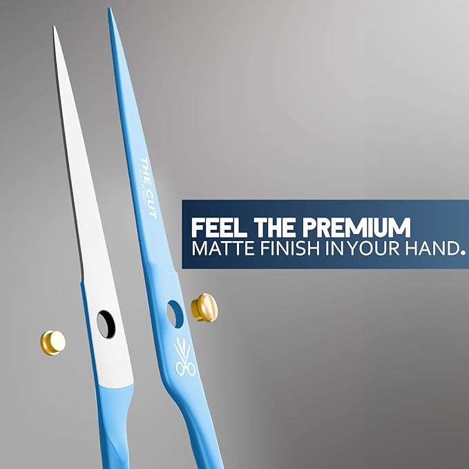 The Cut Factory- 6.5” Professional Hair Scissors - High Carbon 420 Stainless Steel Hair Cutting Scissors, Ultra-Sharp Barber Shears for Salon & Home (Blue)