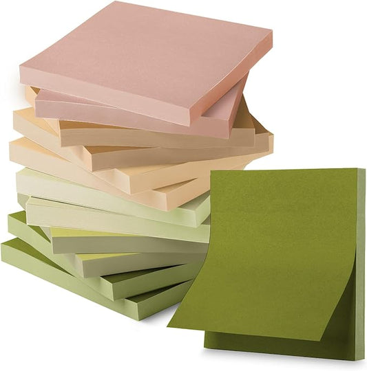 Mr. Pen- Sticky Notes, 3”x3”, 12 Pads, 600 Sheets, Dark and Earthy Colors Sticky Notes 3x3, Stocky Notes for Bible Journaling