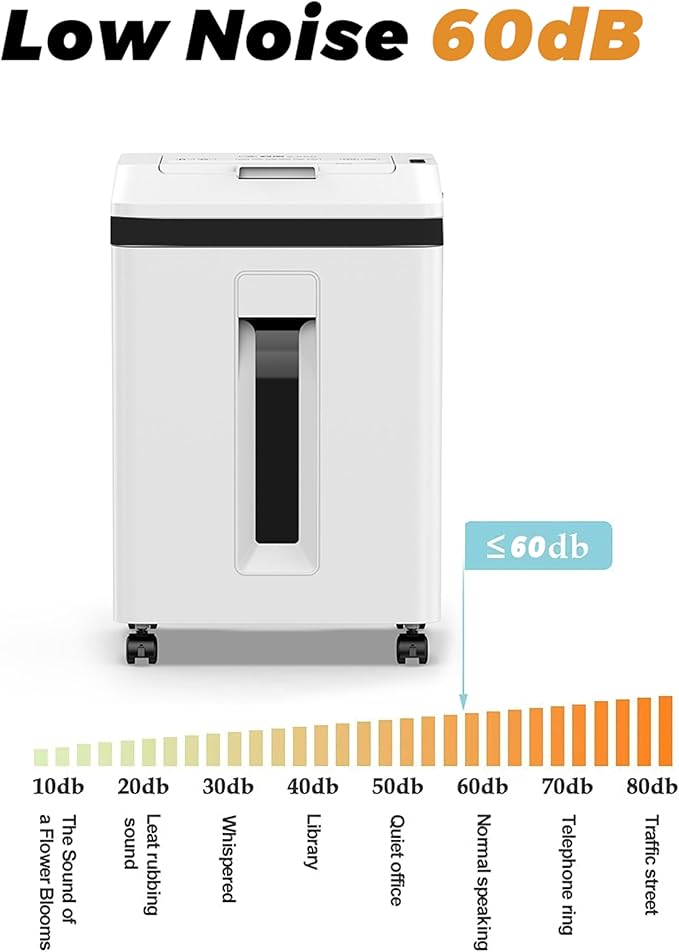 150-Sheet Paper Shredder Heavy Duty, Micro Cut and CDs/Cards, P5 Ultra Security, 60 Min Non Stop Shredder for Home Office, 5.3 Gallon Bin with Wheels, <60 dB (OL289)