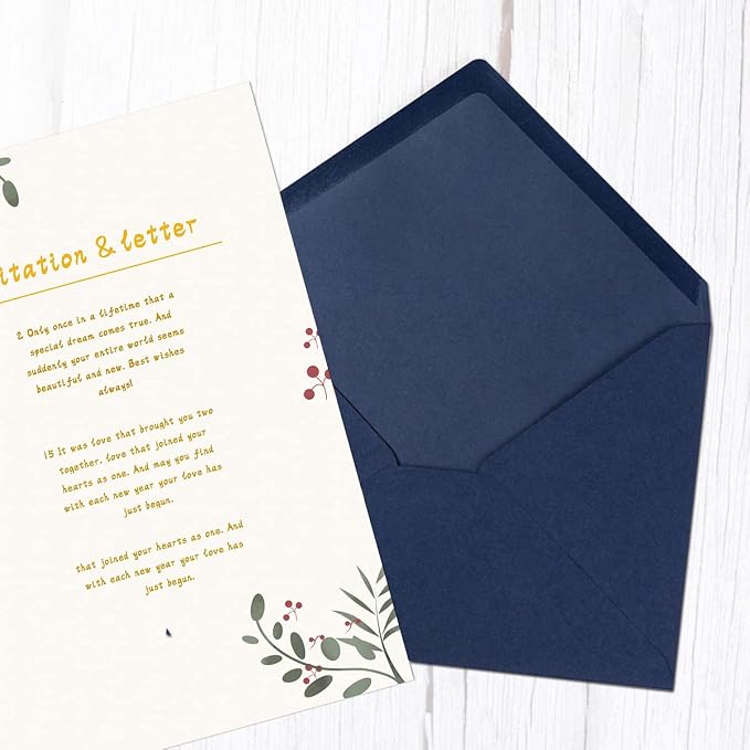100 Pieces A6 Envelopes 4x6 Navy Blue, 6 1/2 x 4 3/4 Inches | 4x6 Envelopes with Gold Stickers For Greeting Cards, Birthday, Weddings, Baby Shower Invitations