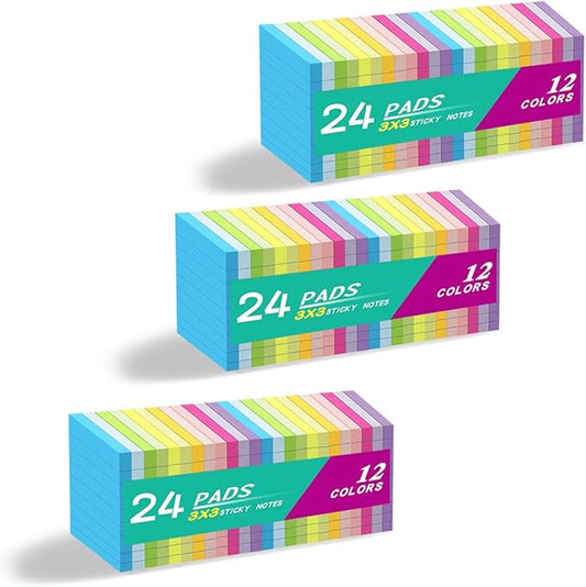 (72 Pack) Lined Sticky Notes 3x3 in,Notepads with Lines,Ruled Stickies Super Sticking Power,Office School Memo Note Pads Bright Colors,Post on Windows Doors,Recyclable,Easy to Write on