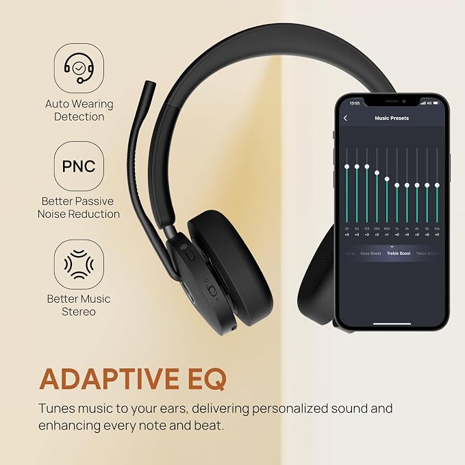 Yealink BH74 Wireless Headset with Mic for Work,Hybrid ANC, Zoom Certified | Bluetooth Headset Noise Cancelling with 6 AI Mic,32H Battery Life&Mute Button,USB C Dongle for PC Open Office WFH Clear Call
