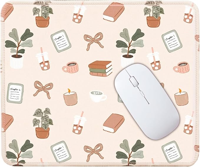 Mouse Pad for Desk with Stitched Edge, Premium Cute Washable Mouse Pads. Computer Mousepad with Non-Slip Rubber Base, Mousepads for Laptop, 9.25x7.75x0.12 inch (Calm Oasis)