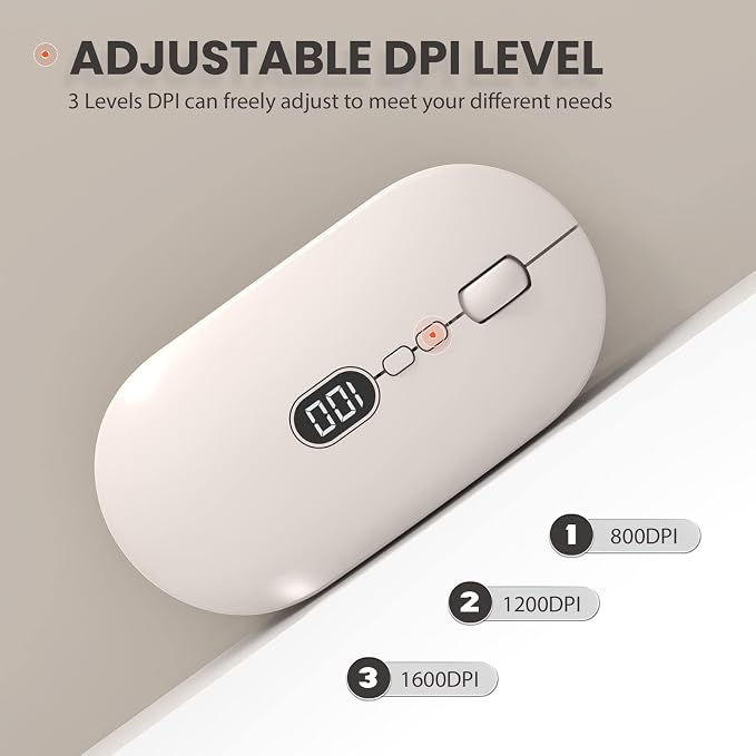 MAGIC-REFINER X1 Wireless Computer Mouse with Battery Level Visible | 2.4G Portable, Ultra Slim USB Mouse, Silent Click, 1600 DPI for Win/Mac/PC/Laptop/Computer/Office/Travel