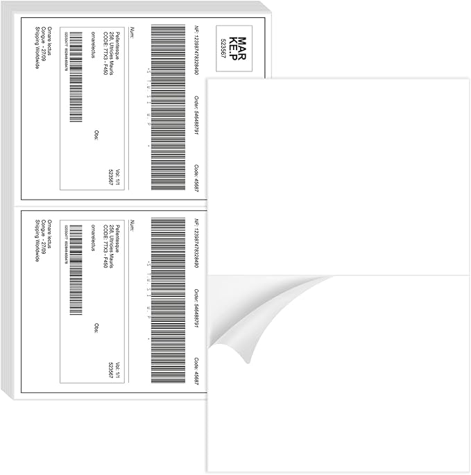 Half Sheet Shipping Labels - 10000 Counts, 8.5” x 5.5” Self Adhesive Shipping Label White Internet Mailing Labels 2 Per Page, Laser & Inkjet Printer Compatible [5000 Sheets 8.5” x 11”]