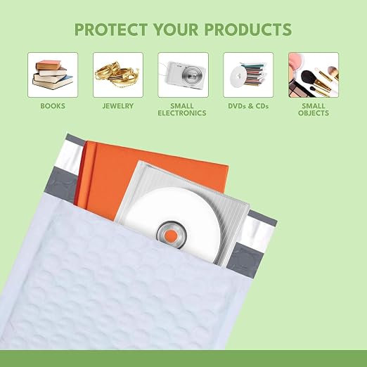 SALES4LESS - Poly Bubble Mailers, Waterproof & Cushioned Padded Envelopes for Shipping, 14.25 x 20 in (50 Pack, White)