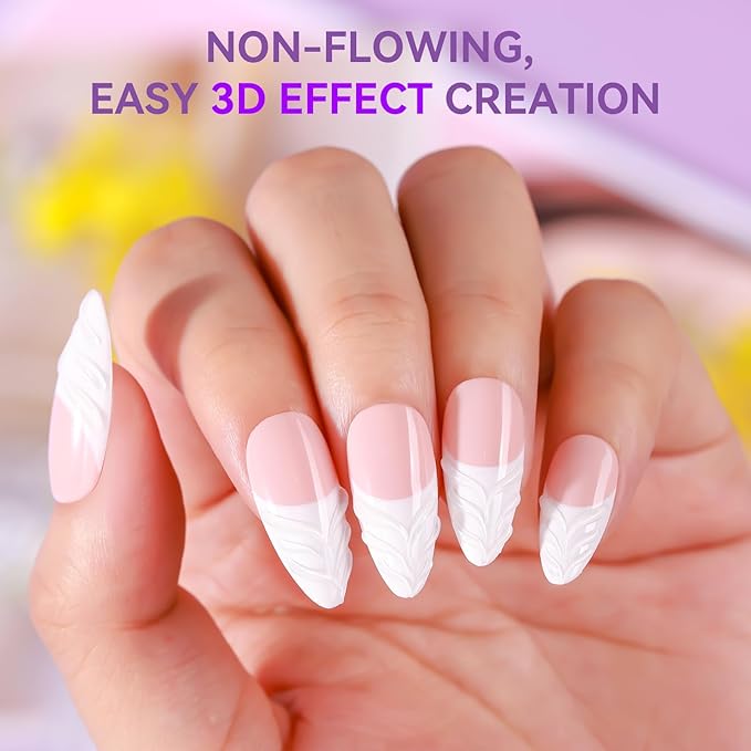 Makartt 3D Gel Nail Art: Clear 3D Painting Gels for Chrome Powder, 3D Sculpting No Wipe for Gel Nail Polish, 3D Carving Drawing Gels for Nails Art at Home & Salon DIY 0.28 fl.oz