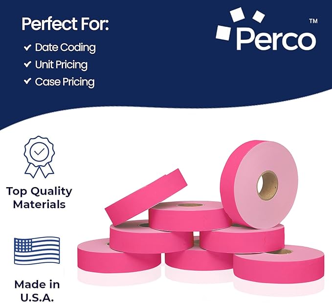 Fluorescent Pink Pricing Labels for Monarch 1131 Price Gun – 3 Sleeves, 24 Rolls Value Pack - 60,000 Price Marking Labels – with Ink Rolls Included
