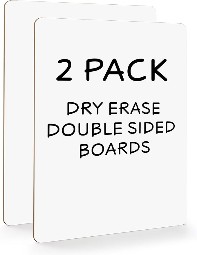 Scribbledo 2 Pack 9x12 Inch Small White Board and Mini Dry Erase Board Handheld Whiteboards for Students, Home, Office, and Kitchen Use, Dry Erase Boards
