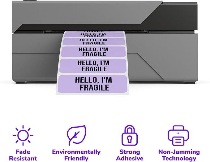 Rollo Direct Thermal 2x1 Sticker Labels - Roll of 1,000 Labels (Purple) | Multi-Purpose Thermal Labels for Shipping, Inventory, Tags, Organization, Strong Adhesive