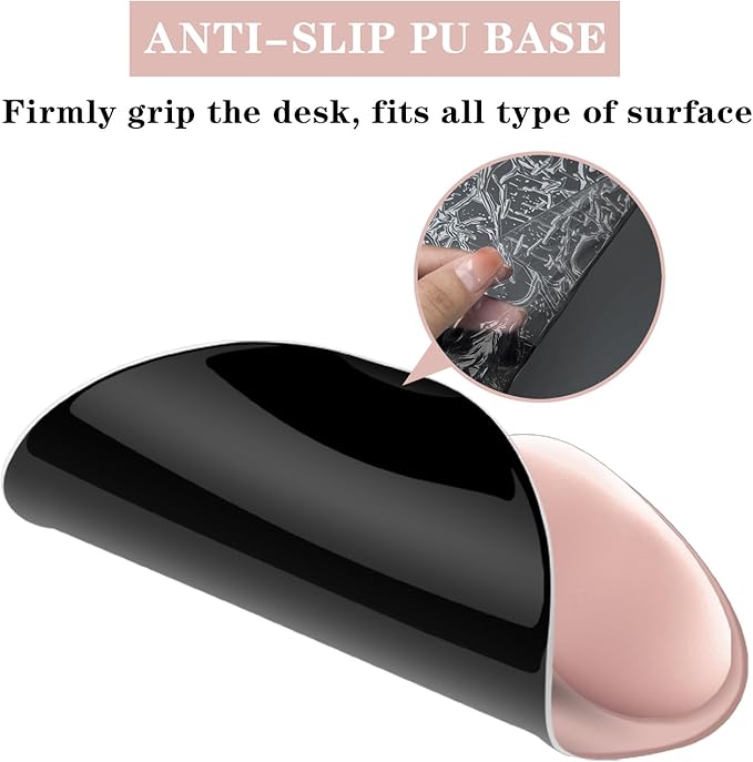 Mouse Pad with Wrist Rest,Ergonomic Mouse Pad with Comfortable Gel Wrist Rest Support and Non-Slip PU Base for Easy Typing Pain Relief, Durable and Washable(Pink)