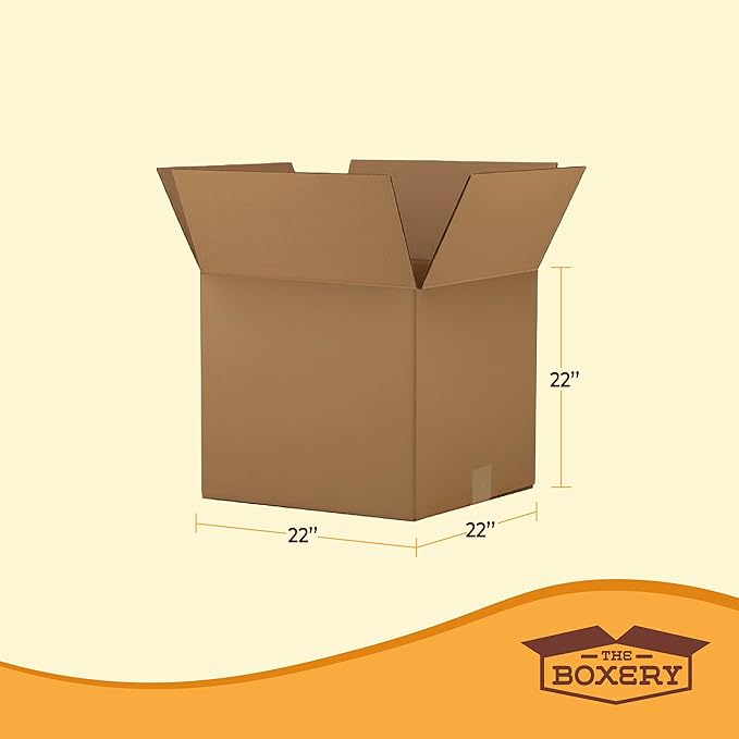 The Boxery Cube 22 x 22 x 22-inch Corrugated Cardboard Boxes, Large | Pack of 15 for Shipping, Moving, and Storage, Curbside Recyclable, Strong Wholesale Bulk Boxes