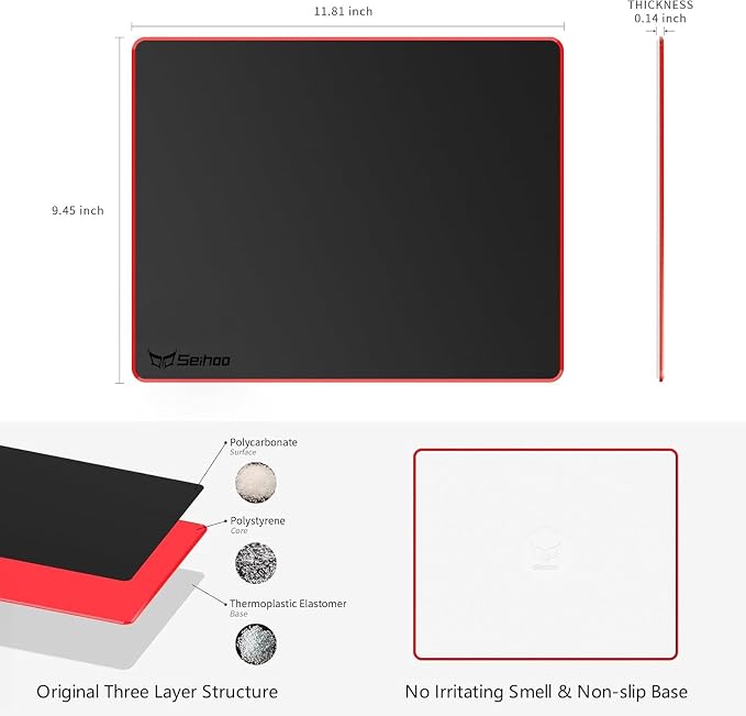 Mouse Pad, Resin Hard Surface Mouse Mat Polymer Silicone Bottom Gaming Mousepad No Smell Waterproof for Games, Office 30 x 24 cm (11.8 x 9.5in)
