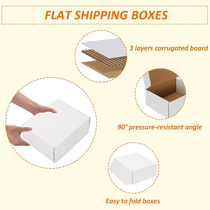 HORLIMER 10x8x4 inches Shipping Boxes Set of 20, White Corrugated Cardboard Box Literature Mailer