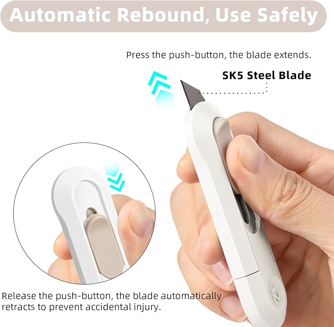 Multipurpose Scissors, Comfort-Grip Handles Sharp Scissors with Utility Knife Box Cutters, Retractable Letter Opener Cartons Cardboard Cutter Knife for Office Home School Craft Sewing Fabric Supplies