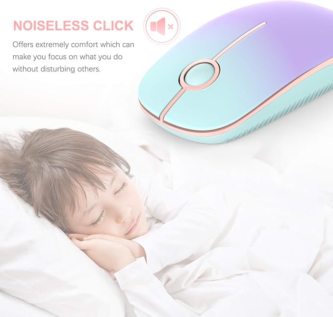 VssoPlor Wireless Mouse, 2.4G Computer Laptop Mouse, Mint Green to Purple | Slim Portable Mouse, Plug & Play USB Nano Receiver, Quiet Silent Optical Mice for Notebook, PC, Laptop, Computer