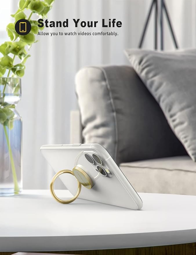 Lamicall Gold Phone Ring Stand, Universal Cell Phone Grip Cradle | Metal Grip Kickstand for iPhone 17 16 15 Pro Xs Max XR, Smartphone Finger Ring Holder, Cell Phone Accessories