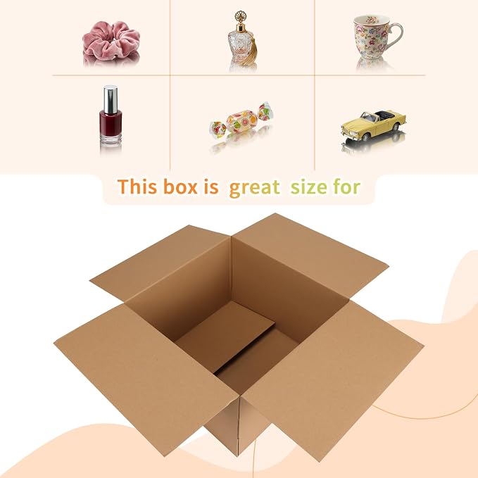 Rempry Brown 12x12x8 Shipping Boxes Set of 15, Corrugated Cardboard Box for Mailing, Packaging Small Business, Kraft Mailer Gift Boxes