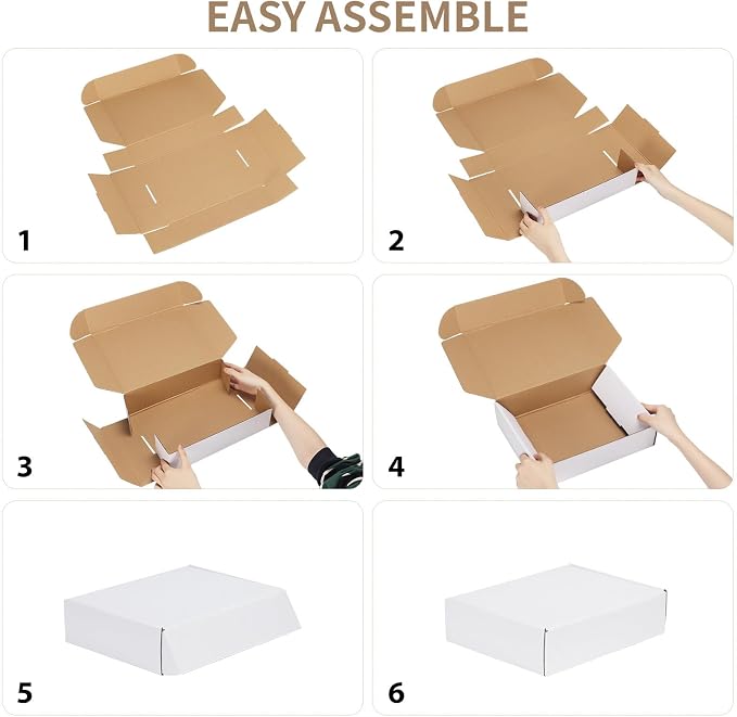 RLAVBL 6x6x2 Shipping Boxes Set of 50, White Small Corrugated Cardboard Box, Mailer Box