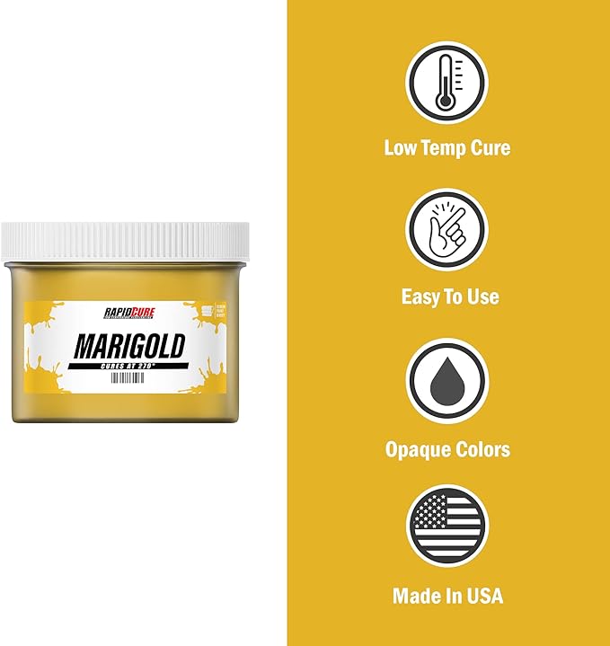 Rapid Cure® Screen Printing Ink Marigold (5 Gallon - 640oz) - Plastisol Ink for Screen Printing, Fast Curing Fabric Paint - Screen Print Direct®, USA Made