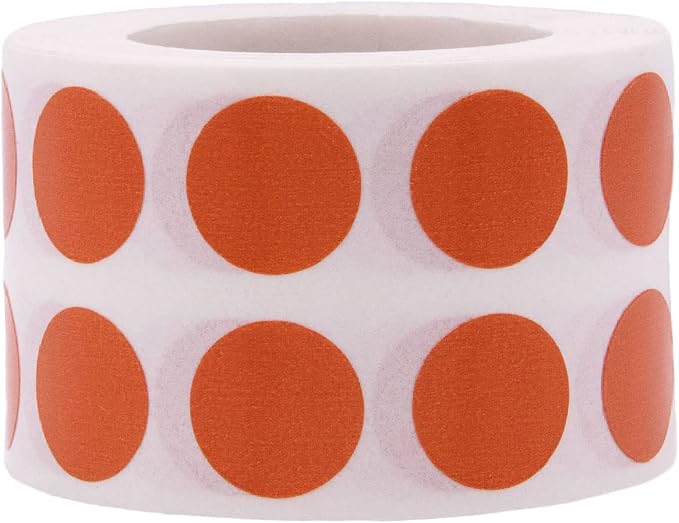 Burnt Orange Color Coding Labels for Organizing Inventory 0.50 Inch Round Circle Dots 1,000 Total Adhesive Stickers On A Roll