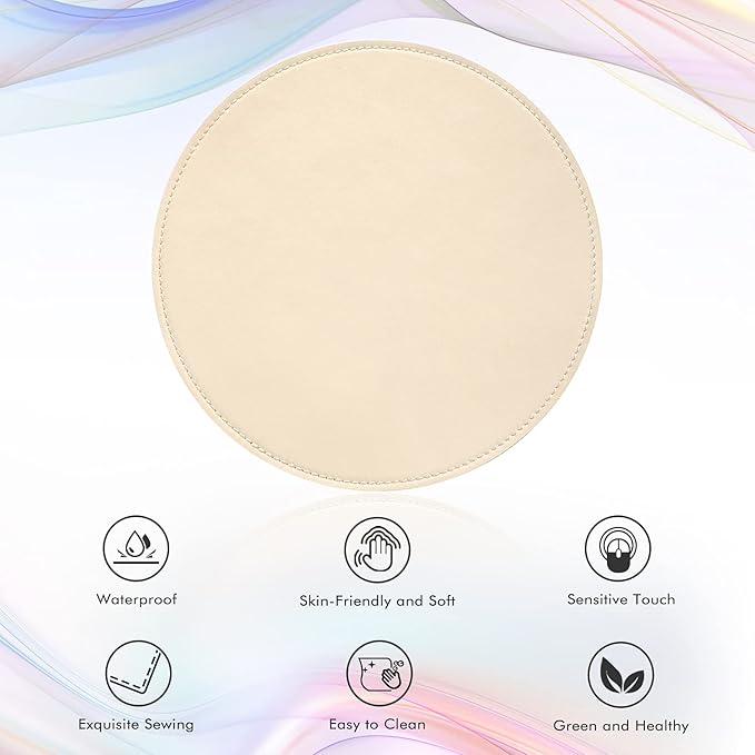 Mouse Pad，Round Mouse Pad，PU Mouse Pad，Leather Mouse Pad with Stitched Edge Micro-Fiber Base with Non-Slip Waterproof，Mouse Pad for Computers，Laptop，9 x 9 Inch (Fresh Green)