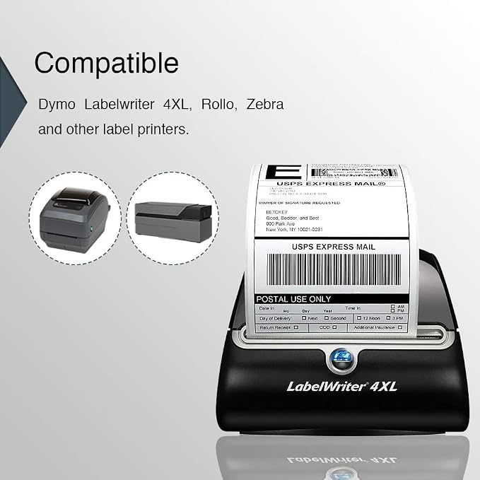 BETCKEY Colored Labels Compatible with Dymo 1744907 (4" x 6") Extra Large Shipping Labels, Compatible for Dymo LabelWriter Thermal 4XL & Zebra Desktop Printers [6 Rolls, Orange]