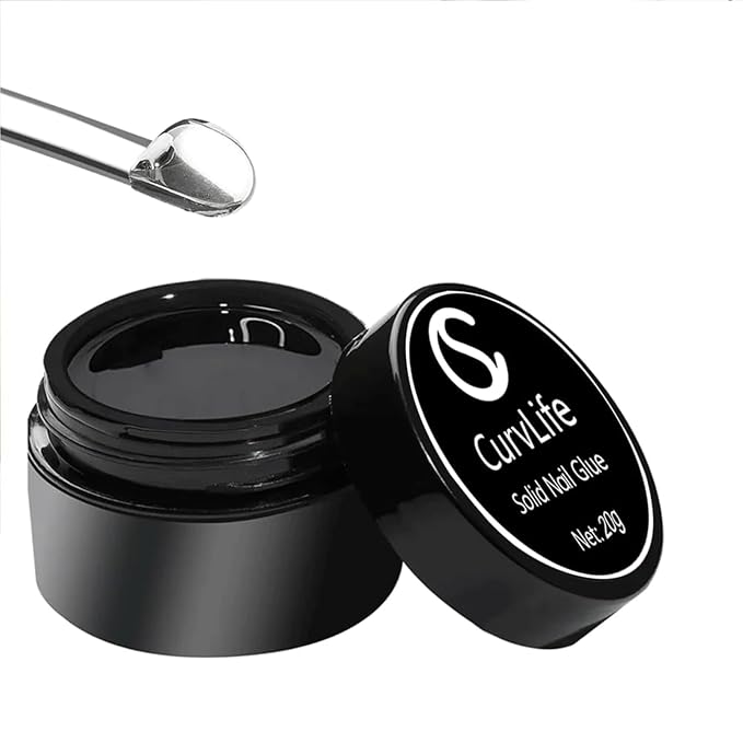 Curvlife Soft Gel Solid Nail Glue-15g for Press On Nails, Upgrade 3 in 1 Soft Gel Full Cover Nail Tips For Strengthen UV Light Cured
