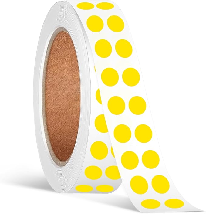 1/4 Inch Dot Stickers, Small Round Sticker, 1000 Dot Label Stickers | 0.25 Inch Yellow Dot Stickers, Circle Sticker Labels, Sticker Dots for Office and Marking, Small Round Stickers for Labeling