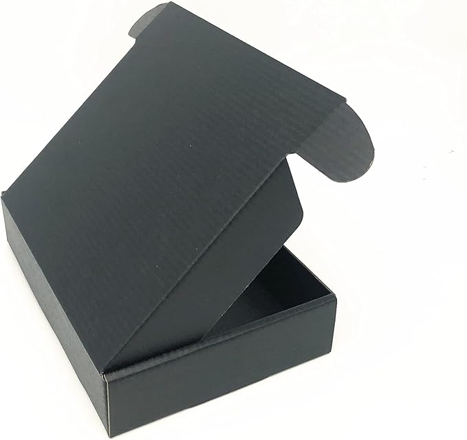 Black Cardboard Shipping Box Mailers 8 x 5.5 x 1.6 Inch Corrugated Packaging Storage Boxes 48 Pack (Inside Size: 7.4 x 5.3 x 1.4)
