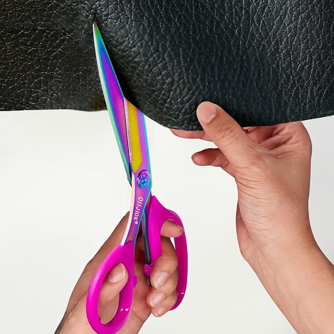 Left Handed Scissors,9.5 Inch All Purpose Lefty Scissors,Titanium Coating Forged Stainless Steel, Soft Comfort-Grip Handles,Perfect for Office,Home,and School Arts Crafts(Pink)
