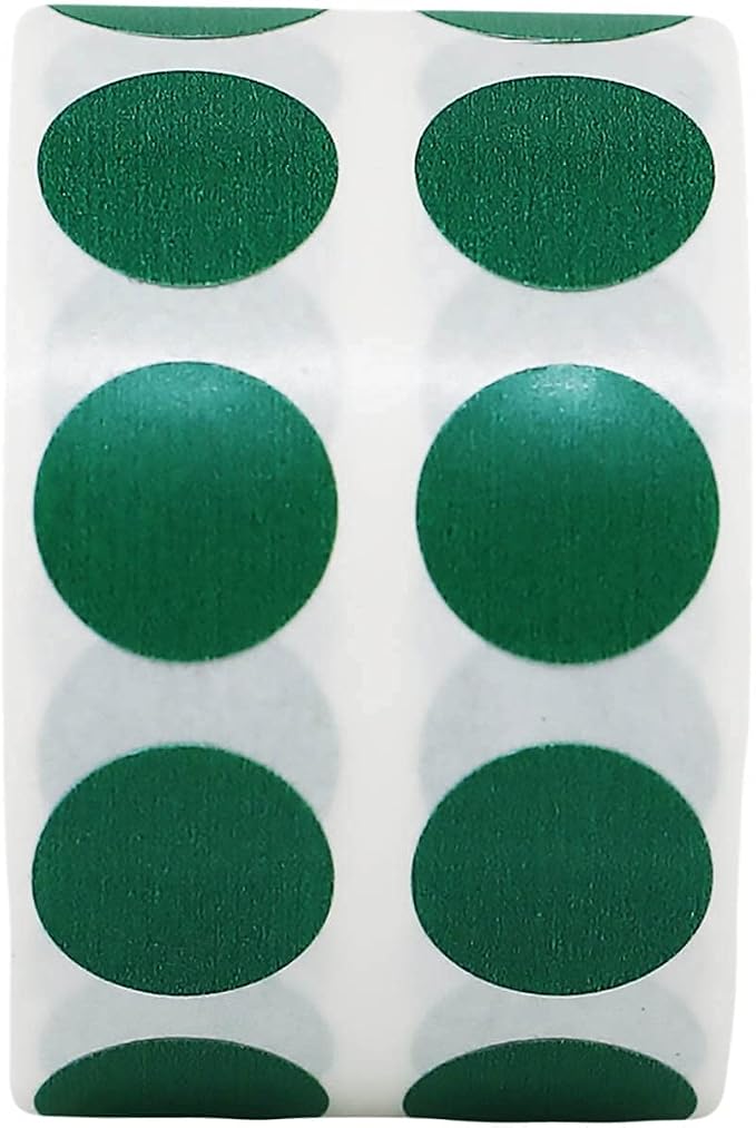 Green 1/2" Inch Round Adhesive Labels 1,000 Color Coding Dot Stickers for Efficient Inventory Management, Crafting Projects, and Organizational Tasks in Offices, Schools, and Homes