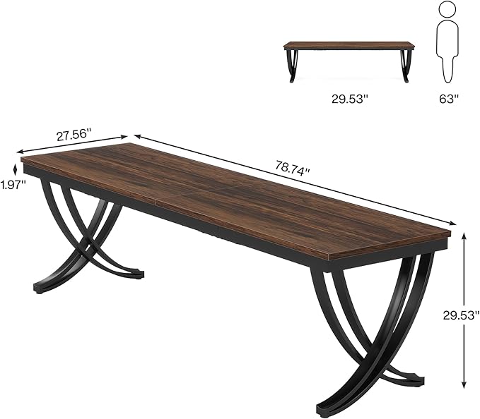 Tribesigns 2 Person Desk, 78 Inch Long Computer Desk, Two People Office Table with Stylish Legs, Double Workstation for Home Office (Rustic Brown)