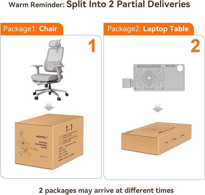 Newtral Ergonomic Office Chair - Home Office Desk Chair with Adaptive Lumbar Support, with Footrest, 4D Armrest, Adjustable Seat Depth & Height