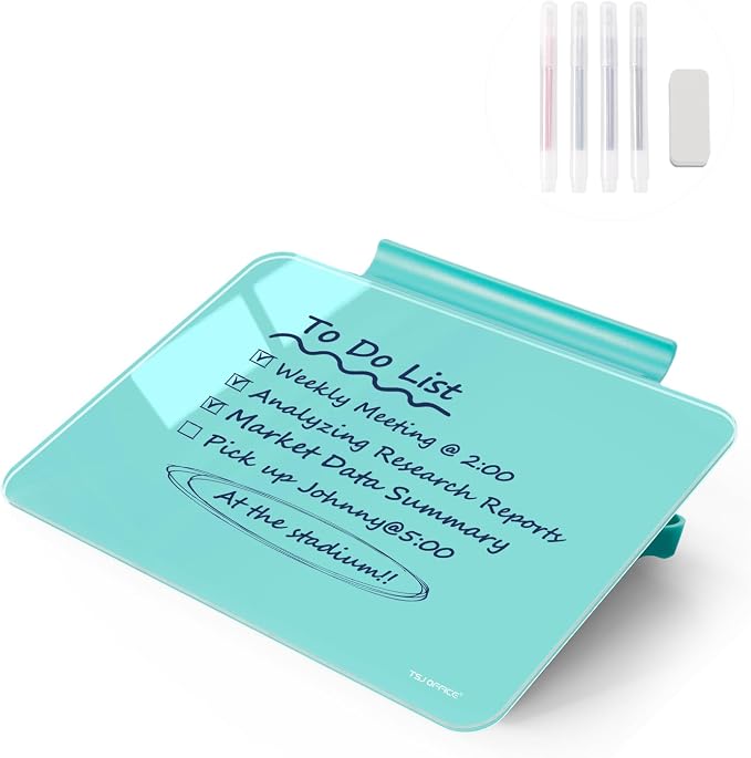 Small Desktop Whiteboard - Glass Dry Erase Board 8 X 6 Inches Tabletop Easel Whiteboard with Stand, Desk Board Buddy for Artist, Teacher and Student
