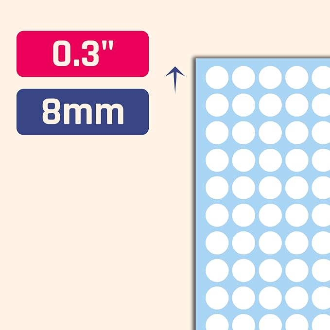16,000 Pack - 1/4" Small Dot Stickers Round Labels - White