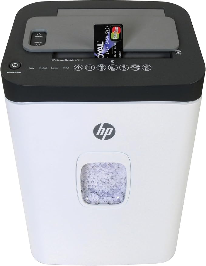 HP - Micro Cut Paper Shredder, 12-Sheet Manual, 150-Sheet Auto Feed | Micro Cut High Security Shredding, Auto Feed And Manual Capacity, Continuous Performance, Large Capacity, Rolling Casters