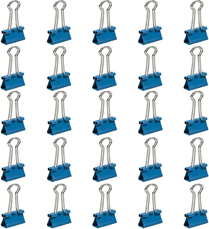 JAM PAPER Colorful Binder Clips - Small - 3/4 Inch (19 mm) - Blue Binderclips - 25/Pack