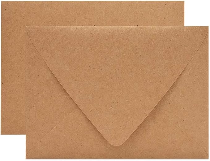 100 Pack 5x7 Brown Kraft Envelopes for Invitations - Quick Self Seal, V-Flap, Perfect for Weddings, Baby Shower,5x7 Cards,Party Invitation 5.25 x 7.25 Inches(A7 Envelopes Bulk)