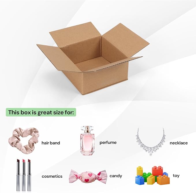 Rempry 100 Pack 4x4x2 Shipping Boxes Brown, Small Corrugated Cardboard Box for Mailing, Packaging Small Business, Kraft Mailer Gift Boxes