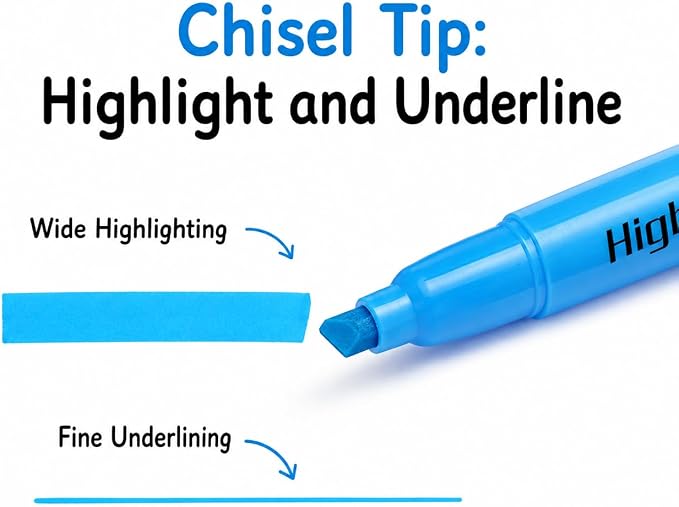 Highlighters Assorted Colors, 24 Pack Chisel Tip Highlighter Bulk | Highlighters for Classroom, Teacher Supplies, Students, School, Office and Note Taking, Back to School, Classroom Must Have