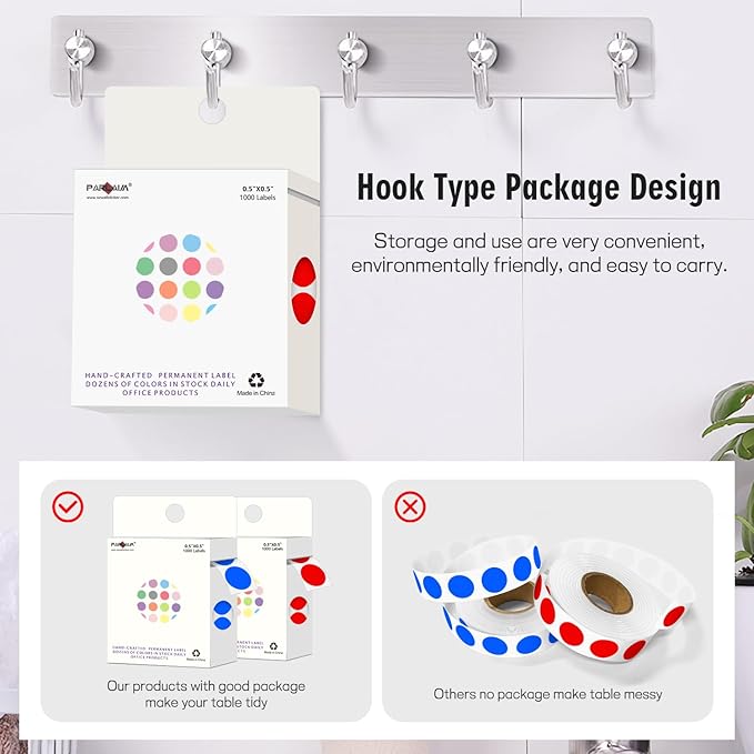 PARLAIM 1/2" Circle Dot Stickers 2 Rolls Pack 2000 Color Coded Labels for Home Commerce Business, Red + Blue