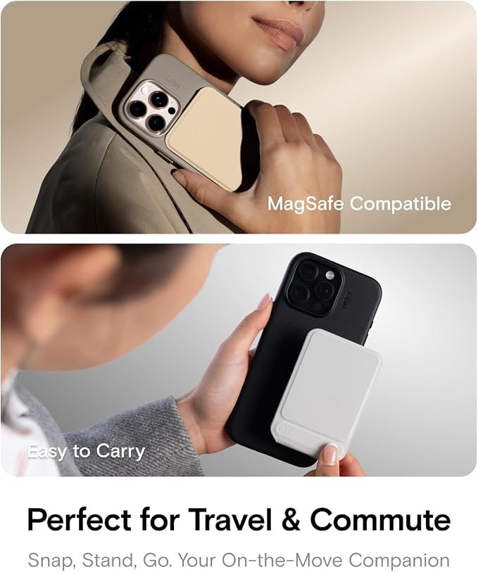 MOFT Phone Tripod Stand, Portable Selfie Stick for iPhone, Mulit-Angle | Pocket Size | Strong Magnets l MOVAS Leather | Magsafe Compatible | Easy to Charge | Stylish |For Content Creators