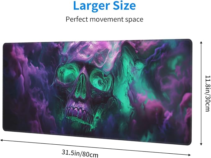Horror Skull Mouse Pad XL Large Mousepad Non Slip Rubber Base Desk Mat for Laptop Computer Gaming 31.5" X 12"