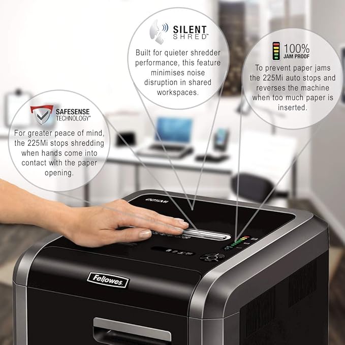 Fellowes Powershred 225Mi 100% Jam Proof 14-Sheet Micro-Cut Commercial Grade Paper Shredder (4620001)